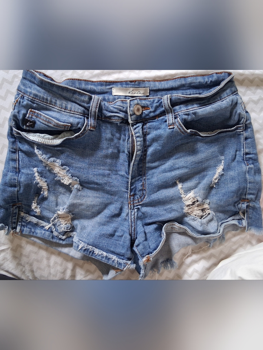 Women's Distressed Denim Shorts - Light Blue Size 9